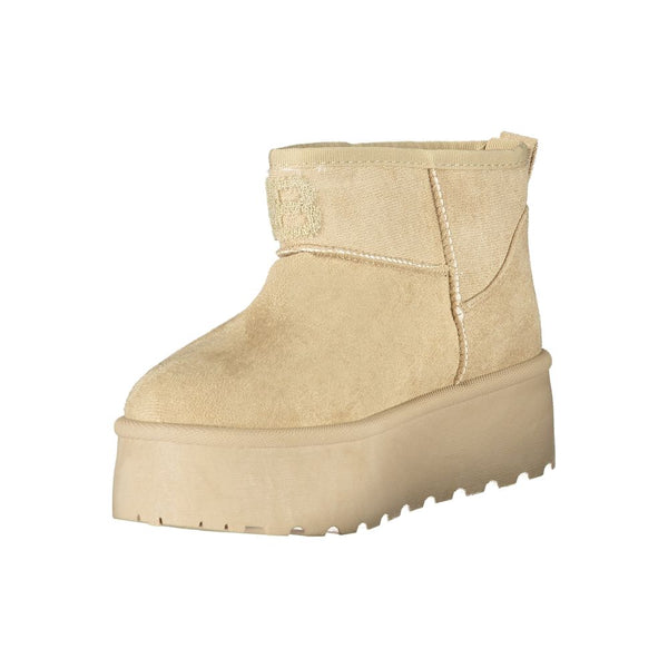 Beige Polyester Damenstiefel
