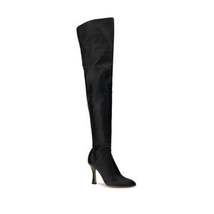 Schwarze Lamm-Overknees aus Ovis Aries Aries-Leder
