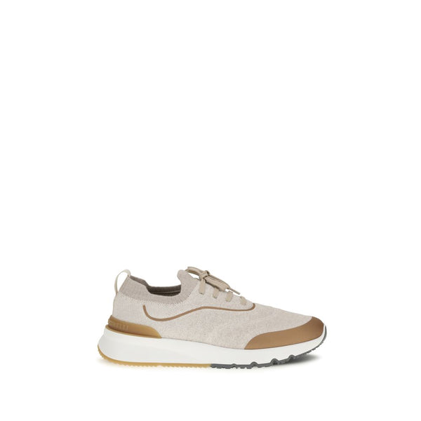 Beigefarbene Baumwoll-Sportschuhe
