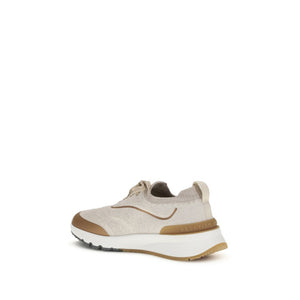 Beigefarbene Baumwoll-Sportschuhe