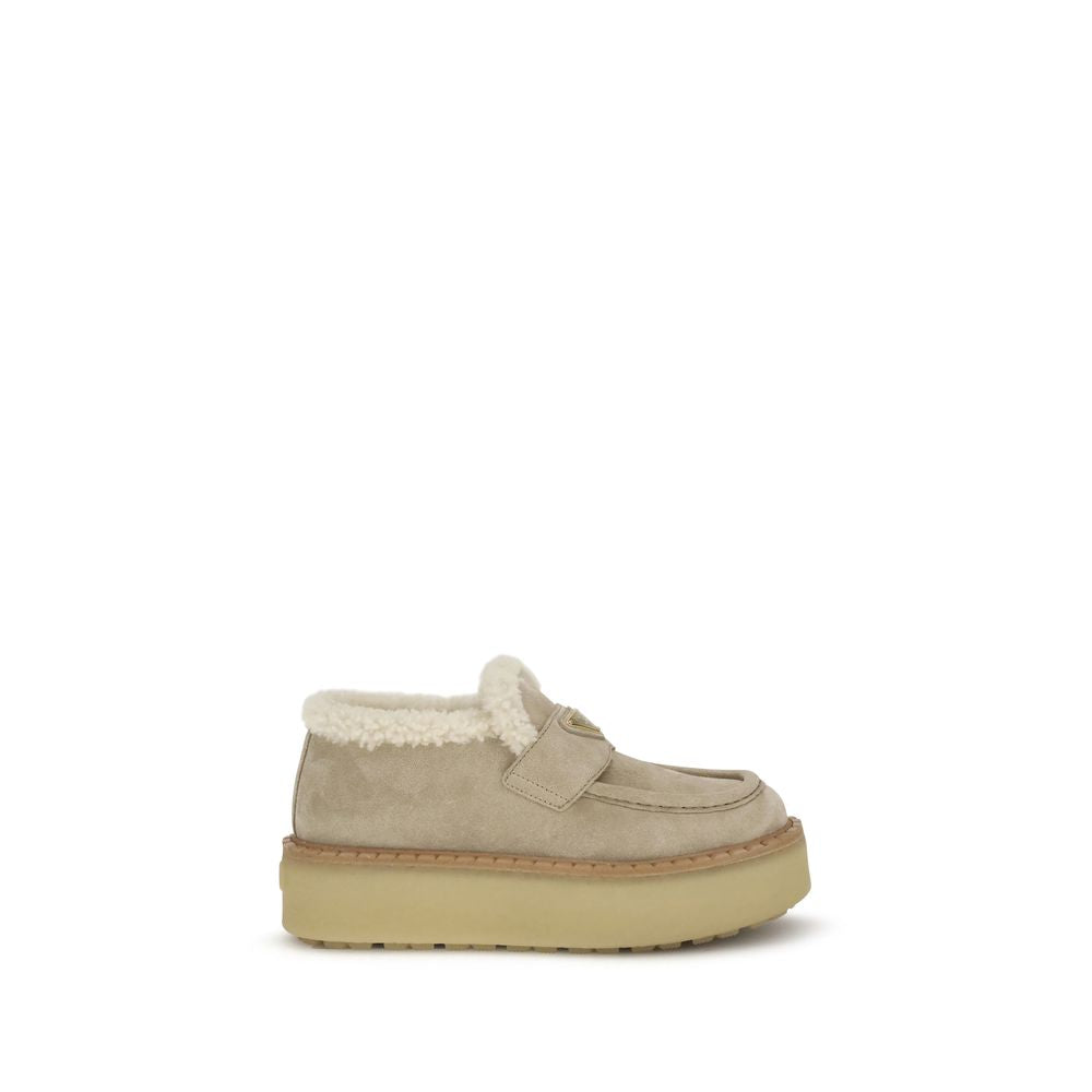 Beige Kalbsleder Bos Taurus Plateau-Loafer