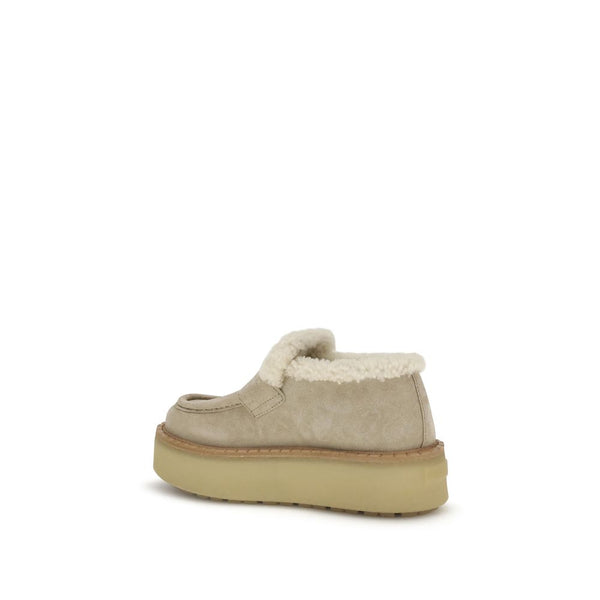 Beige Kalbsleder Bos Taurus Plateau-Loafer