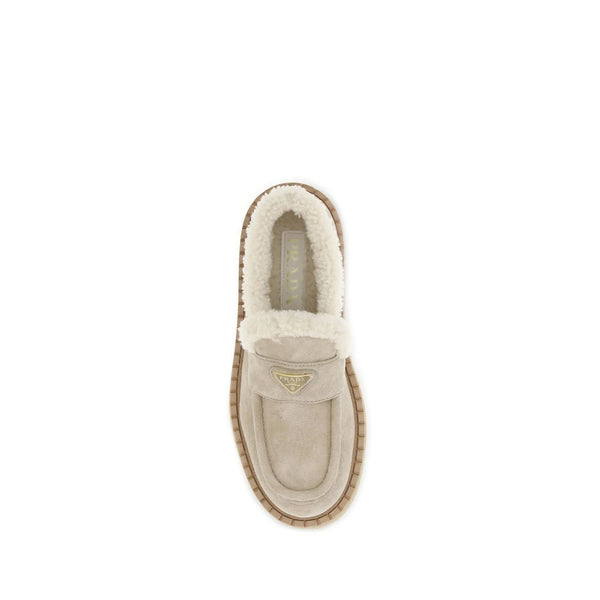 Beige Kalbsleder Bos Taurus Plateau-Loafer