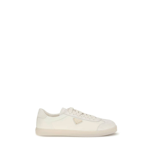 Cremefarbene Polyamid Sneakers mit niedrigem Schaft