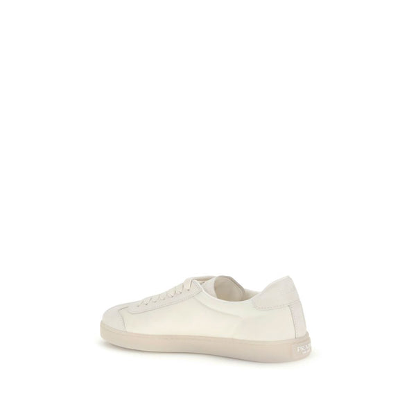 Cremefarbene Polyamid Sneakers mit niedrigem Schaft