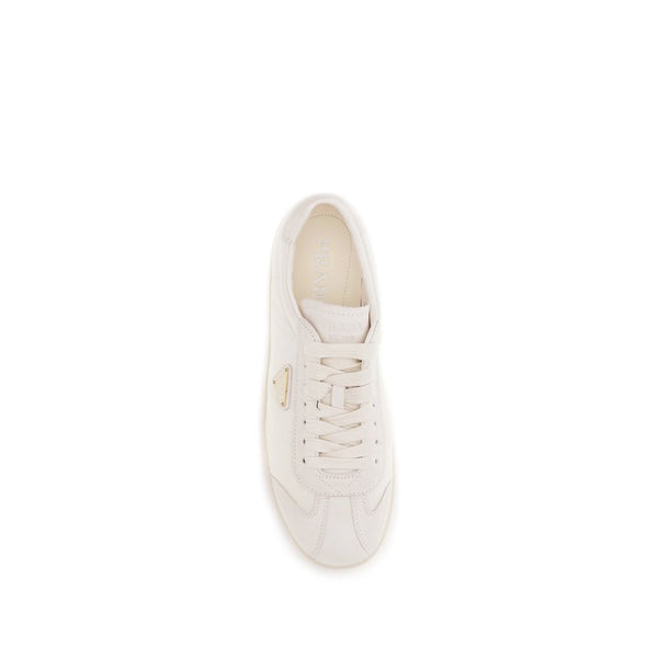 Cremefarbene Polyamid Sneakers mit niedrigem Schaft