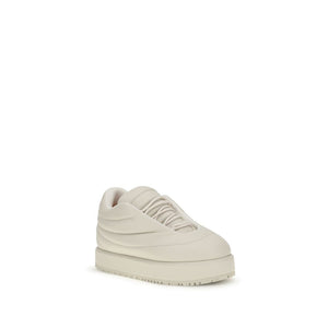 Cremefarbene Ziegenleder-Plateau-Sneaker