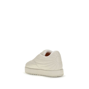 Cremefarbene Ziegenleder-Plateau-Sneaker