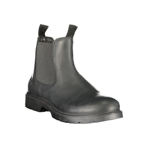 Schwarzer Polyester-Knöchelstiefel