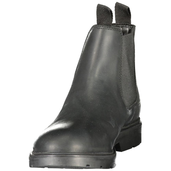 Schwarzer Polyester-Knöchelstiefel