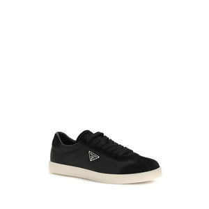 Schwarze Polyamid-Sneaker mit niedrigem Schaft