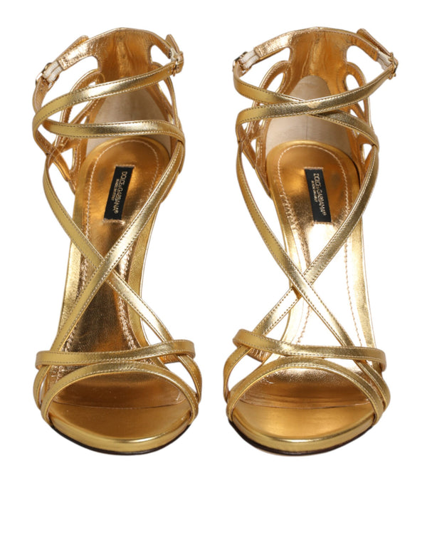 Goldene Leder-Keira-Sandaletten