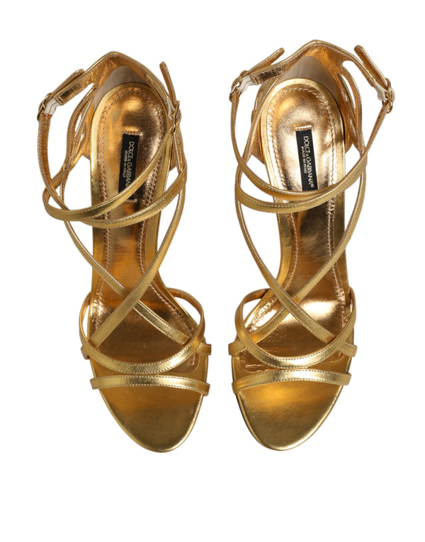 Goldene Leder-Keira-Sandaletten