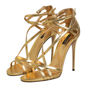 Goldene Leder-Keira-Sandaletten