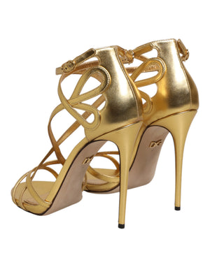 Goldene Leder-Keira-Sandaletten