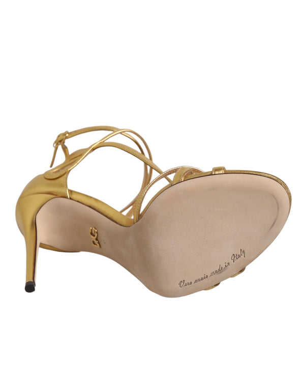 Goldene Leder-Keira-Sandaletten