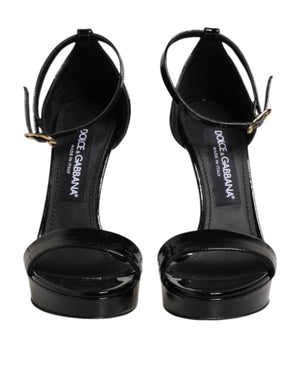 Schwarze Leder-Plateau-Sandalen Keira