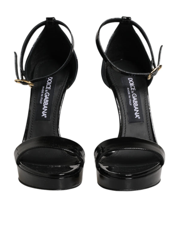 Schwarze Leder-Plateau-Sandalen Keira