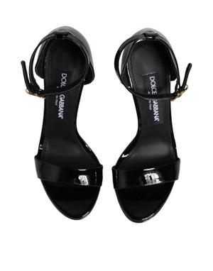 Schwarze Leder-Plateau-Sandalen Keira