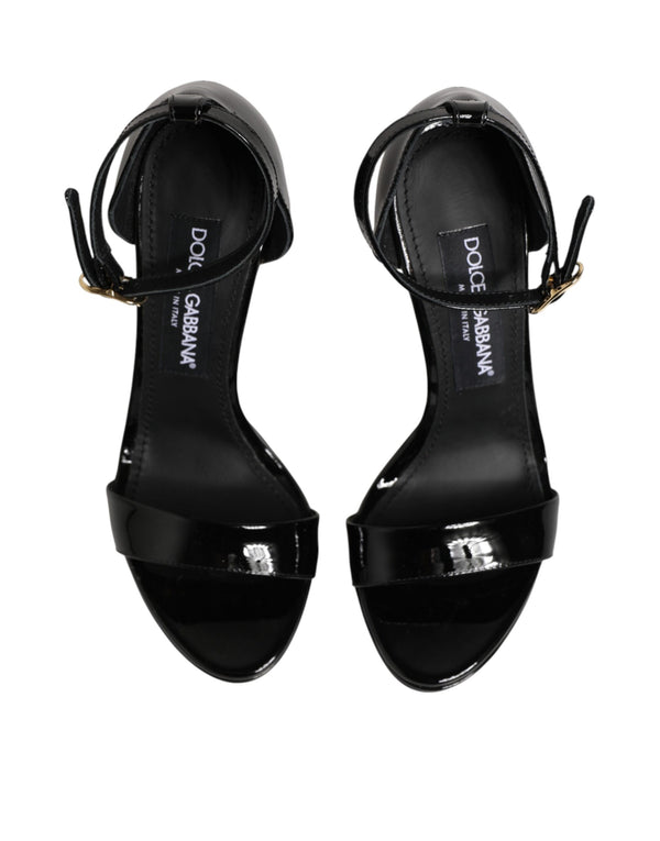 Schwarze Leder-Plateau-Sandalen Keira