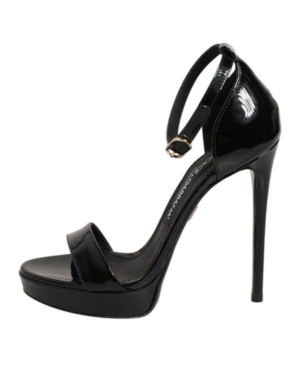 Schwarze Leder-Plateau-Sandalen Keira