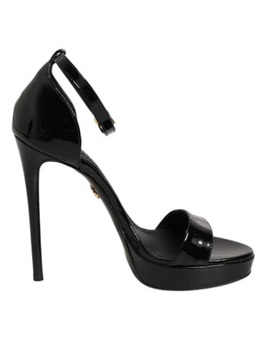 Schwarze Leder-Plateau-Sandalen Keira