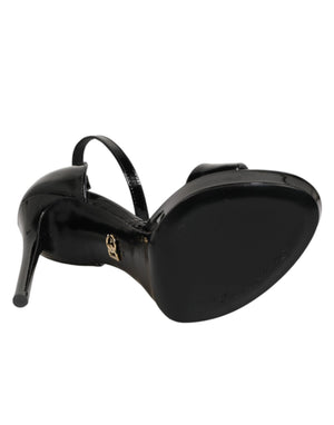 Schwarze Leder-Plateau-Sandalen Keira