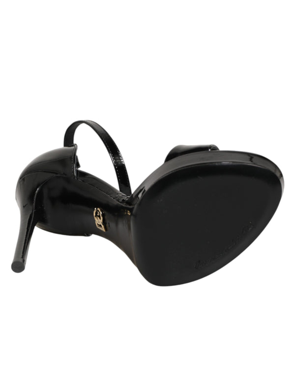 Schwarze Leder-Plateau-Sandalen Keira