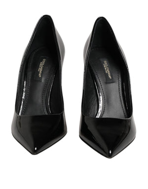 Schwarze Leder-Stilettos mit Pfennigabsatz