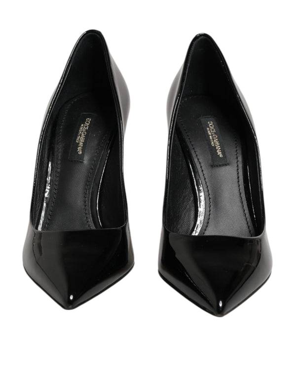 Schwarze Leder-Stilettos mit Pfennigabsatz