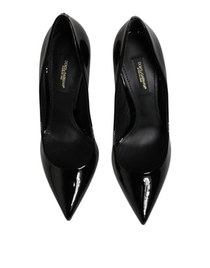 Schwarze Leder-Stilettos mit Pfennigabsatz