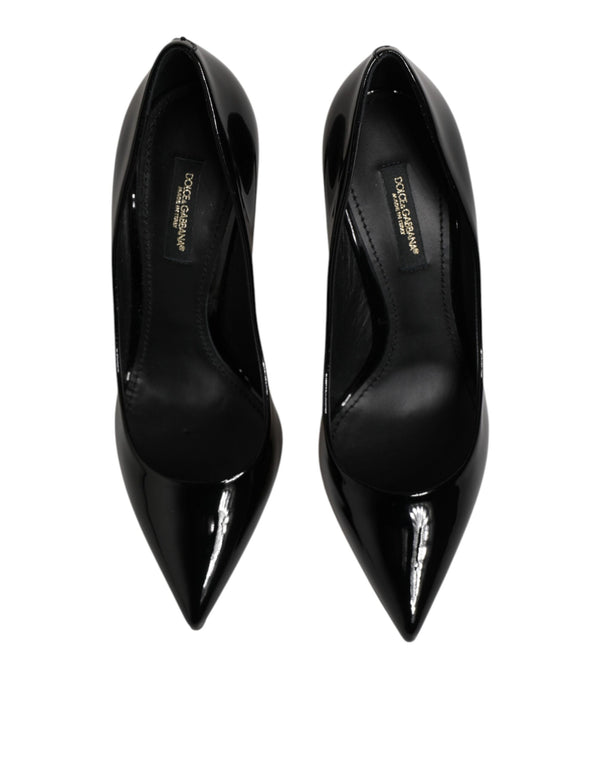 Schwarze Leder-Stilettos mit Pfennigabsatz
