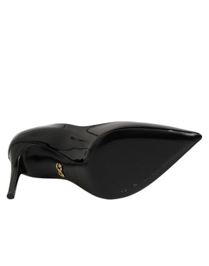 Schwarze Leder-Stilettos mit Pfennigabsatz
