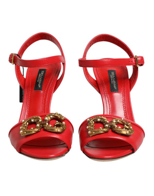 Rote Leder-Sandalen mit DG AMORE-Absatz