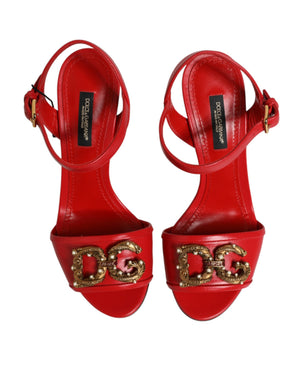 Rote Leder-Sandalen mit DG AMORE-Absatz