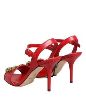Rote Leder-Sandalen mit DG AMORE-Absatz