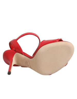 Rote Leder-Sandalen mit DG AMORE-Absatz