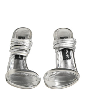 Silberne Riemchen-High-Heels-Sandalen