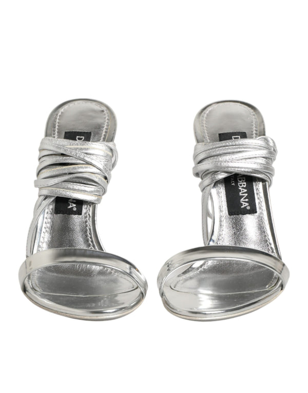 Silberne Riemchen-High-Heels-Sandalen