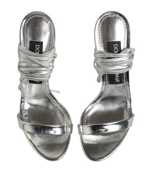 Silberne Riemchen-High-Heels-Sandalen