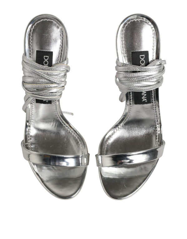 Silberne Riemchen-High-Heels-Sandalen