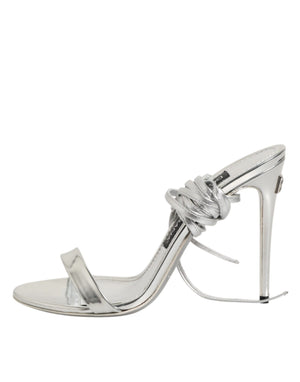 Silberne Riemchen-High-Heels-Sandalen