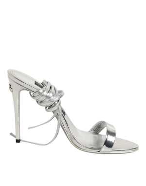 Silberne Riemchen-High-Heels-Sandalen