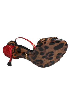Sandalen mit Leopardenmuster und Kristallrosen