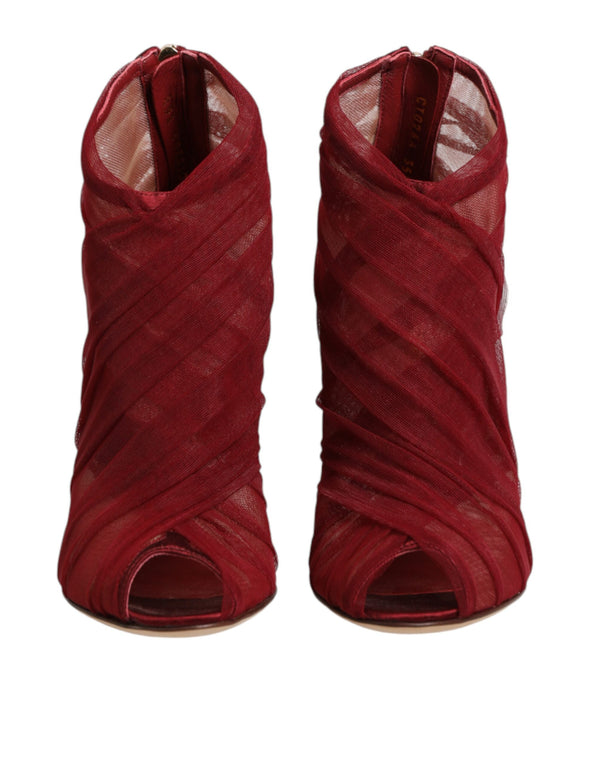 Rote Stiefelletten aus Tüll mit Stilettoabsatz