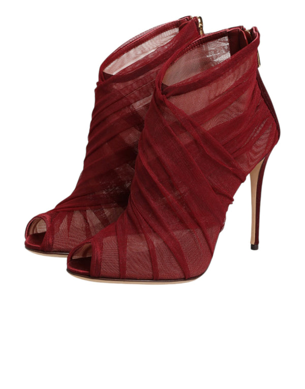 Rote Stiefelletten aus Tüll mit Stilettoabsatz