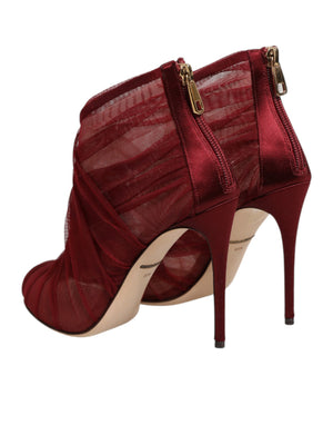 Rote Stiefelletten aus Tüll mit Stilettoabsatz