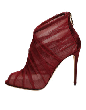 Rote Stiefelletten aus Tüll mit Stilettoabsatz