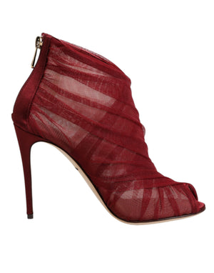 Rote Stiefelletten aus Tüll mit Stilettoabsatz