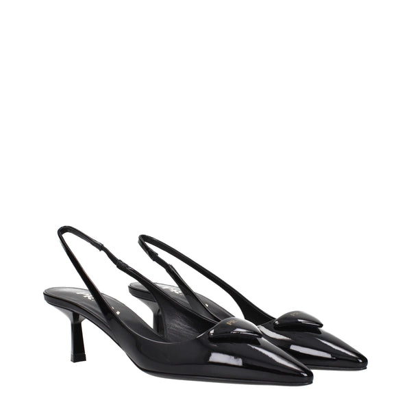 Schwarze Leder-Pumps mit mittlerem Absatz